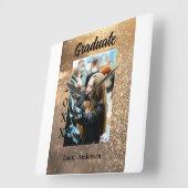 Horloge Carrée Parties scintillant d'or photo graduation ajouter  (Angle)