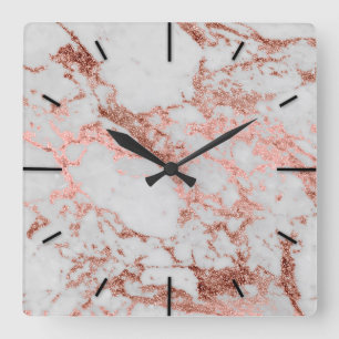 Horloge Carrée Parties scintillant d'or rose moderne image de tex