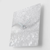 Horloge Carrée Parties scintillant gris argent blanc Ombre minima (Angle)