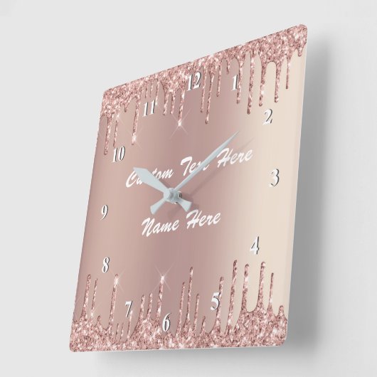 Horloge Carrée Parties scintillant rose Gold Blush Drivers votre (Angle)