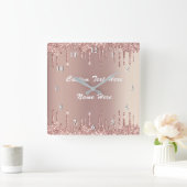 Horloge Carrée Parties scintillant rose Gold Blush Drivers votre (Maison)