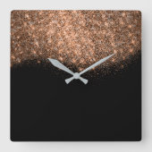Horloge Carrée Parties scintillant Rose Rose Or Noir Blanc Abstra (Recto)