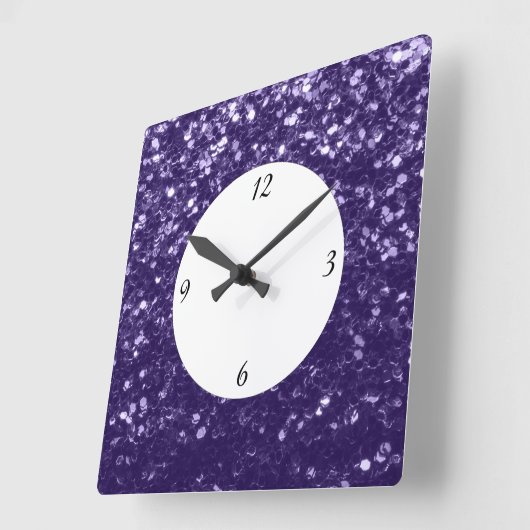 Horloge Carrée Parties scintillant violet foncé ultra violet bril (Angle)