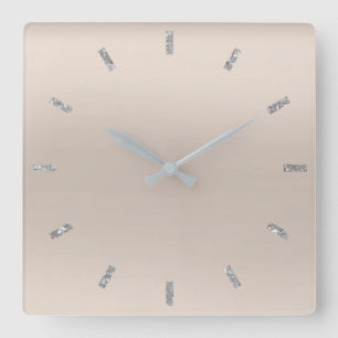 Horloge Carrée Parties scintillantes minimales en pastel