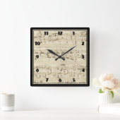 Horloge Carrée Partition sur parchemin manuscrite en encre (Maison)