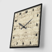 Horloge Carrée Partition sur parchemin manuscrite en encre (Angle)