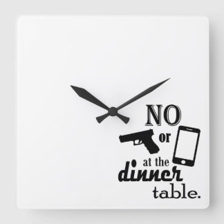 Horloge Carrée Pas de téléphone à la table du dîner Prêt à custom