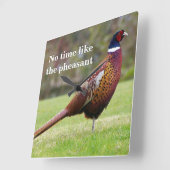 Horloge Carrée Pas le temps comme le faisan (Angle)