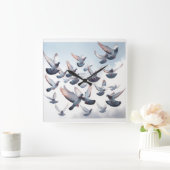 Horloge Carrée Passenger Pigeons in Flight REF268 - Watercolor (Maison)