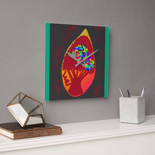 Horloge Carrée Passion dans une larme (Bureau)