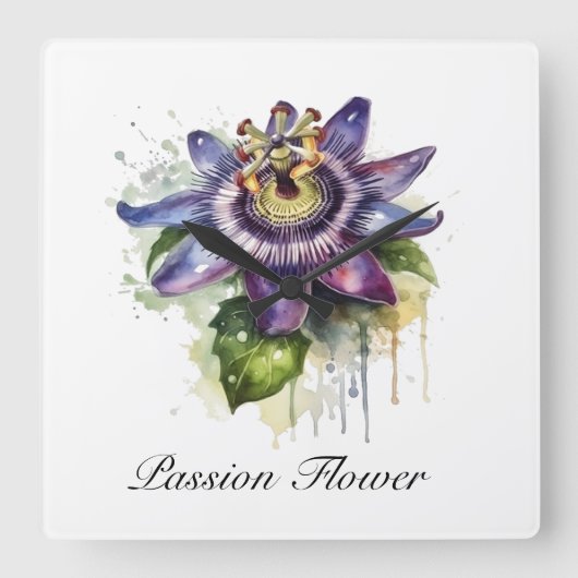 Horloge Carrée Passionné Purple Passion Fleur (Recto)