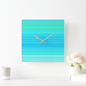 Horloge Carrée Pastel Abstrait Turquoise Bleu Bleu Grandes Têtes (Maison)