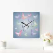 Horloge Carrée Pastel Butterfly Wall Clock (Maison)