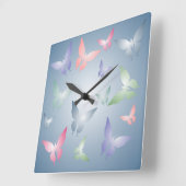 Horloge Carrée Pastel Butterfly Wall Clock (Angle)