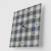 Horloge Carrée Pastel Pink Mint Green Dark Blue Plaid Motif (Angle)