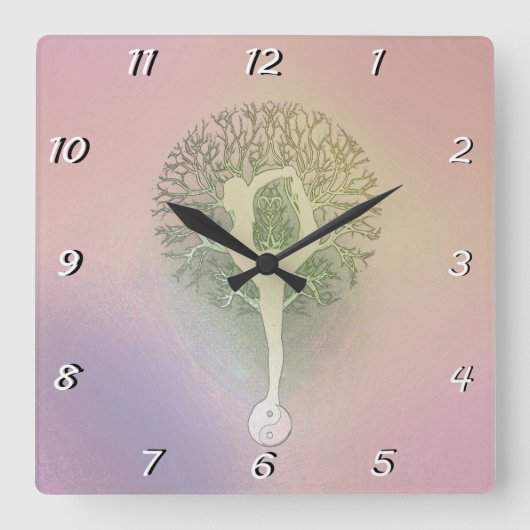 Horloge Carrée Pastel Pink Yoga Tree (Recto)