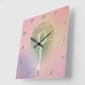 Horloge Carrée Pastel Pink Yoga Tree (Angle)