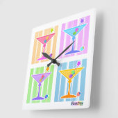 HORLOGE CARRÉE PASTEL POP ART MARTINIS (Angle)