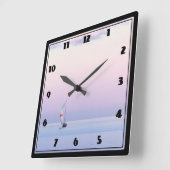 Horloge Carrée Pastel seascape with a sailboat (Angle)