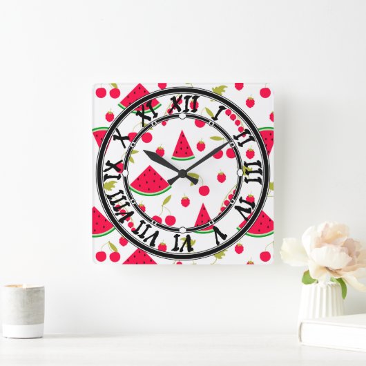 Horloge Carrée Pastèque (Maison)