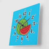 Horloge Carrée Pastèque et tranche (Angle)