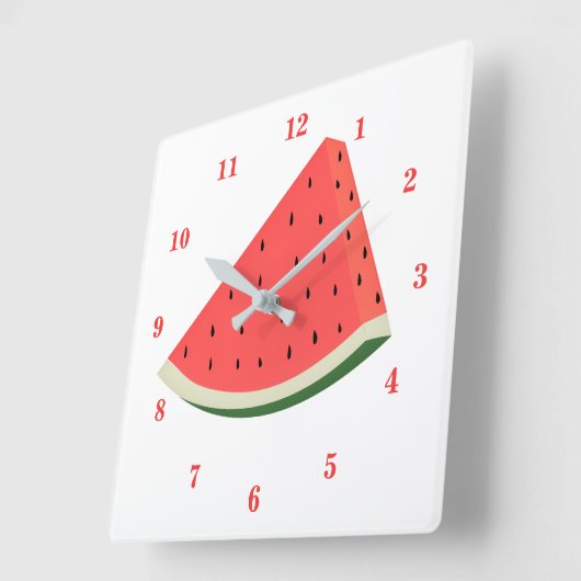 Horloge Carrée Pastèque savoureuse - Sucrée (Angle)