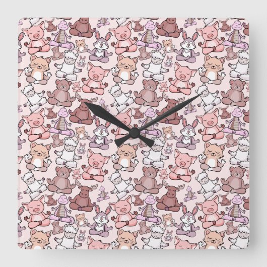 Horloge Carrée Patter les yoga poses | Yoga seamless pattern 48 (Recto)