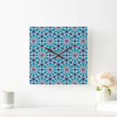Horloge Carrée Pattern In Blue and Grey (Maison)