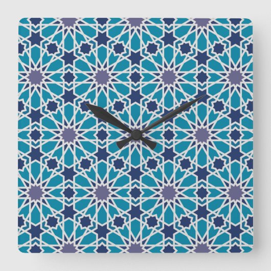 Horloge Carrée Pattern In Blue and Grey (Recto)