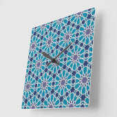 Horloge Carrée Pattern In Blue and Grey (Angle)
