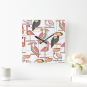Horloge Carrée Pattern moderne With Tropical Birds (Maison)