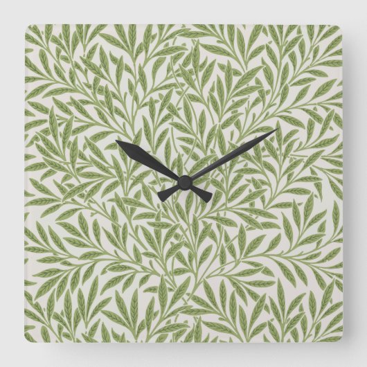 Horloge Carrée Pattern of green leafy branches  (Recto)