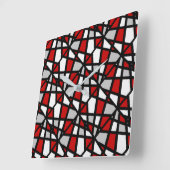 Horloge Carrée Pattern rouge Gray Black Geometric (Angle)