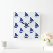 Horloge Carrée Patterns bleus (Maison)