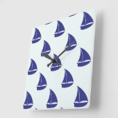 Horloge Carrée Patterns bleus (Angle)