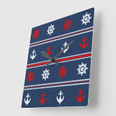 Horloge Carrée Patters bleus (Angle)