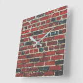 Horloge Carrée Patters de Brick Wall Cool Texture (Angle)