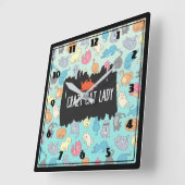 Horloge Carrée Patters de Cat Cat Crazy (Angle)