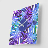Horloge Carrée Patters de Purple Pink Tropical (Angle)