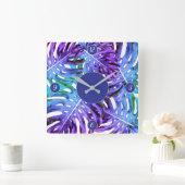 Horloge Carrée Patters de Purple Pink Tropical (Maison)