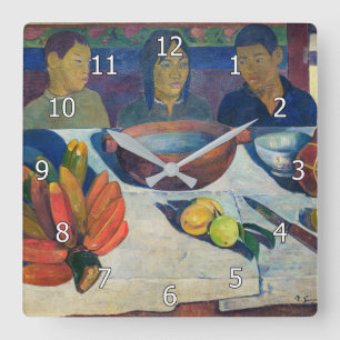 Horloge Carrée Paul Gauguin - Le Repas / Les Bananes