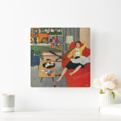 Horloge Carrée Pause-café de matin (Maison)