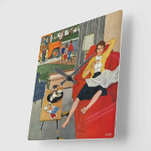 Horloge Carrée Pause-café de matin (Angle)