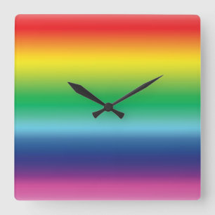 Horloge Carrée Pavillon gay de la fierté arc-en-ciel couleurs lg