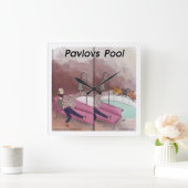 Horloge Carrée Pavlov's Pool Funny Psychology Cartoon Clock (Maison)