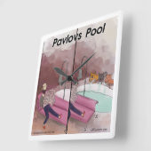 Horloge Carrée Pavlov's Pool Funny Psychology Cartoon Clock (Angle)