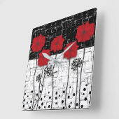 Horloge Carrée Pavot rouge (Angle)