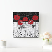 Horloge Carrée Pavot rouge (Maison)