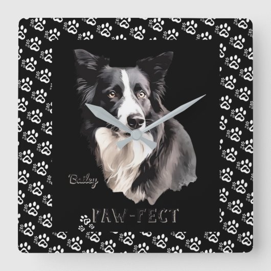 Horloge Carrée Paw-fect (Recto)