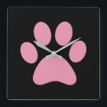 Horloge Carrée Paw Print<br><div class="desc">Fun Paw Print design for animal lovers!</div>